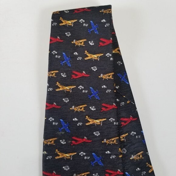 Museum Artifacts Tie Airplane Necktie Men's 100% Silk Handmade Blue - Picture 3 of 6